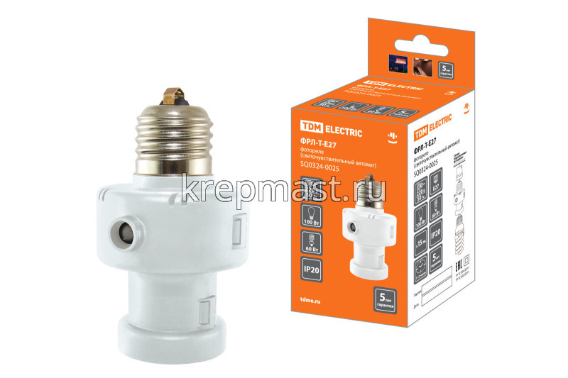 Фотореле (датчик движения ) ФРЛ-Т-Е27 15лк 100Вт с тайм TDM