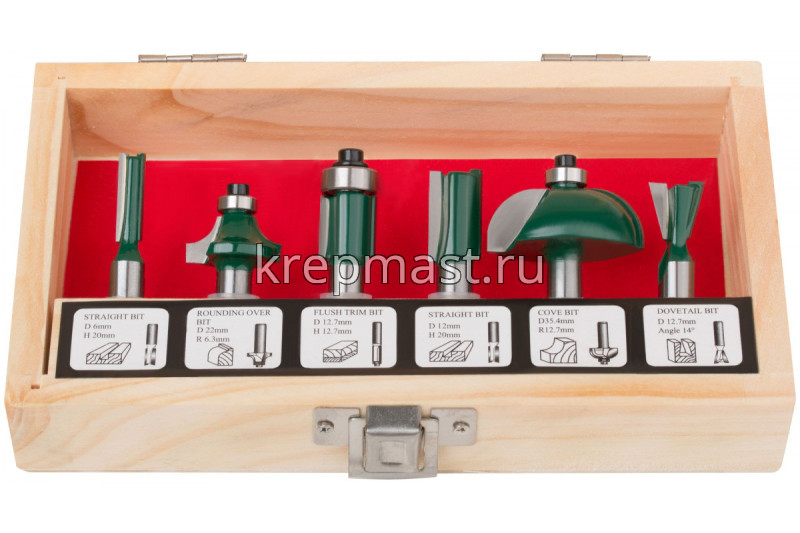 Фреза FIT по дереву кромочная 8мм (набор 6шт)