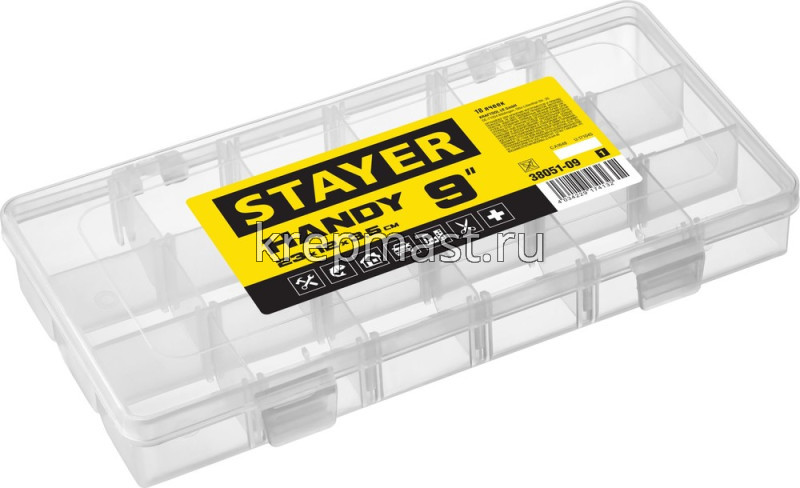 Органайзер STAYER для крепежа (230х120х35) HANDY-9, 18 ячеек