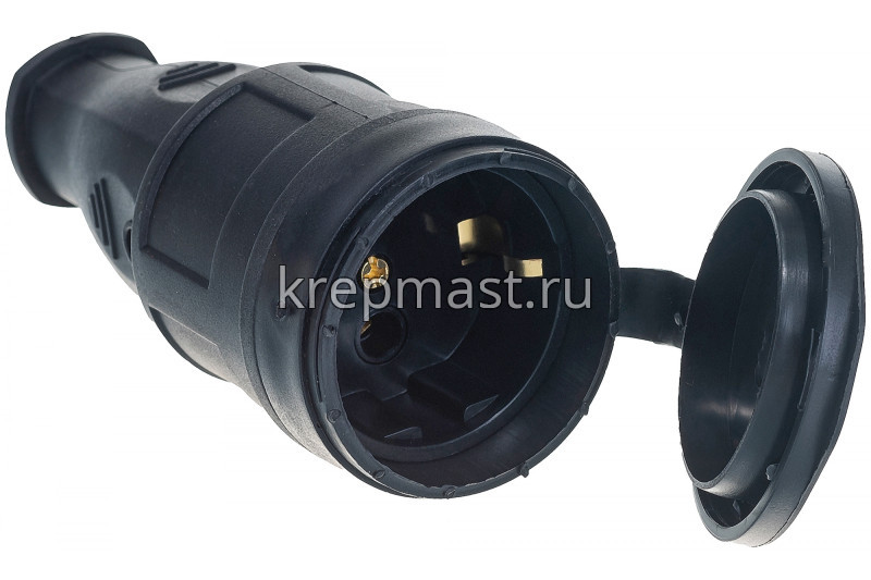 Штепсельное гнездо КАУЧУК с заглушкой 2Р+РЕ 16А 250В