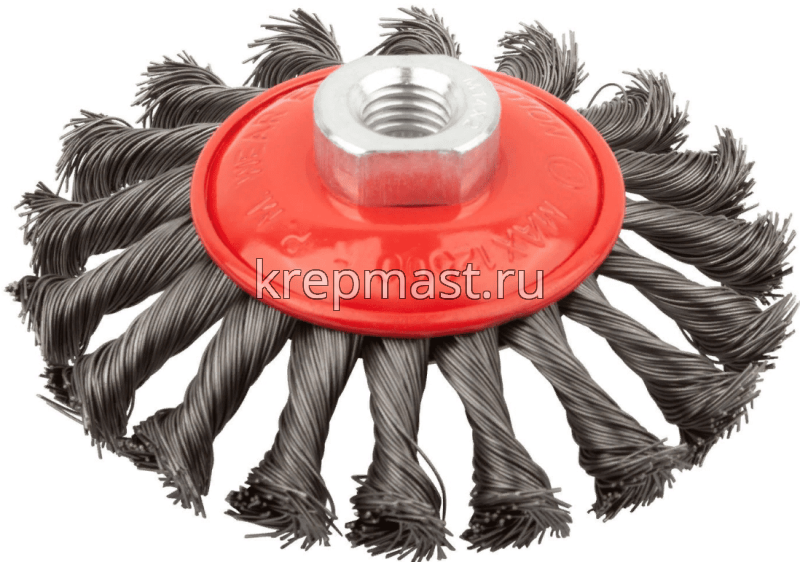 Корщетка- колесо 100мм для УШМ FIT сталь витая с наклоном гайка М14