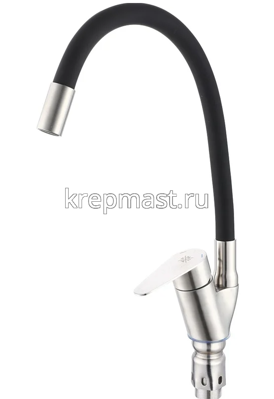 Смеситель д/кухни SUS126BL-016F с высоким гибким изливом НЕРЖАВЕЮЩИЙ