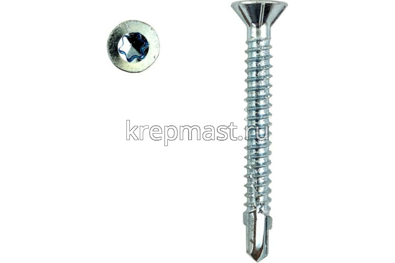 Саморез кров. ТХ25 с УШКАМИ б/шайбы DIN 7504 P 4,8х60 потай. - сверло оцинк.